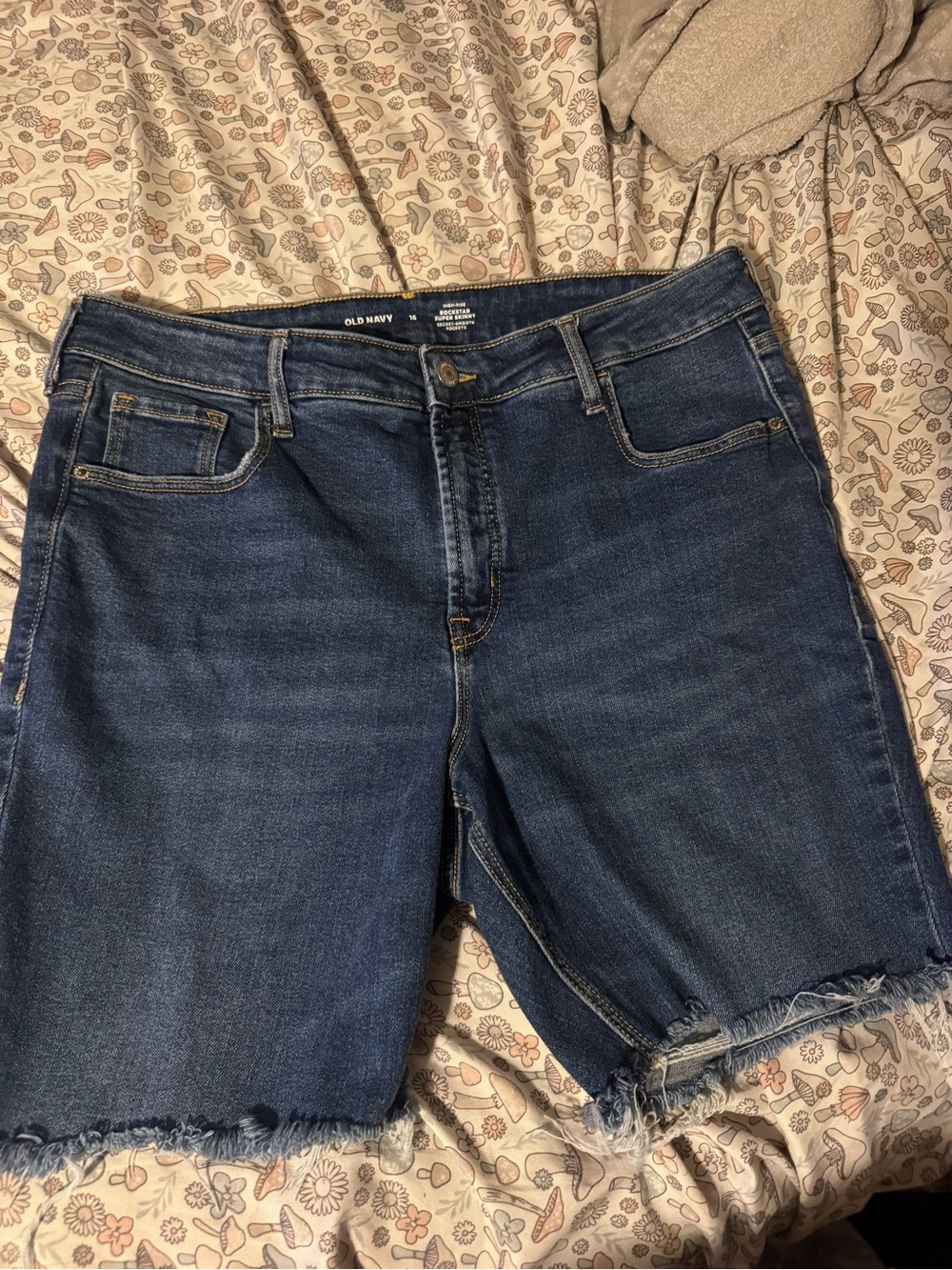 Old Navy Dark Blue Denim Frayed-Hem Shorts